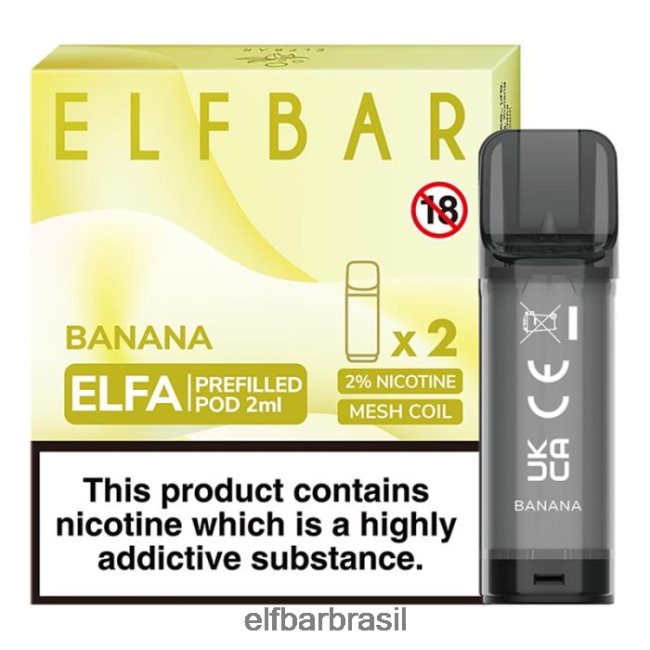 cápsula pré-cheia elfbar elfa - 2ml - 20mg (2 embalagens) J6BBBF105 banana
