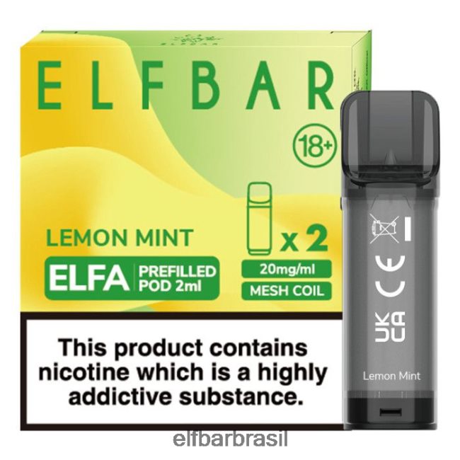 cápsula pré-cheia elfbar elfa - 2ml - 20mg (2 embalagens) J6BBBF110 hortelã-limão