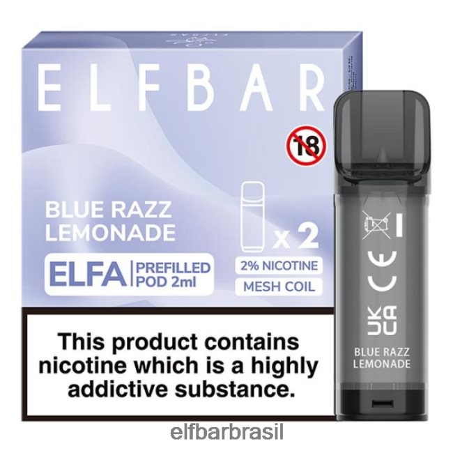 cápsula pré-cheia elfbar elfa - 2ml - 20mg (2 embalagens) J6BBBF119 limonada razz azul
