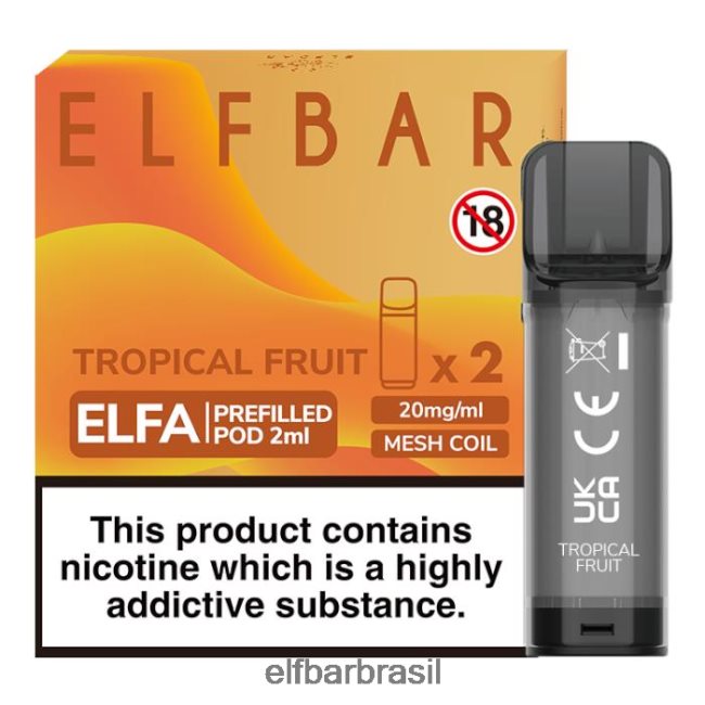 cápsula pré-cheia elfbar elfa - 2ml - 20mg (2 embalagens) J6BBBF120 fruta tropical