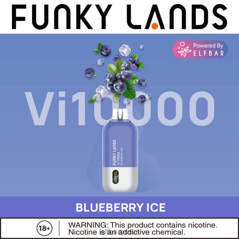 ELFBAR Funky Lands Melhor Sabor Vape Descartável Vi10000 Série Iced 4TDFF151 gelo de mirtilo