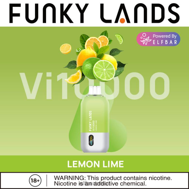 ELFBAR Funky Lands Melhor Sabor Vape Descartável Vi10000 Série Iced 4TDFF153 limão