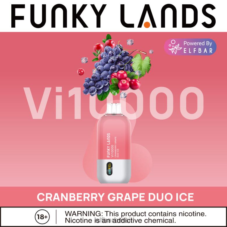 ELFBAR Funky Lands Melhor Sabor Vape Descartável Vi10000 Série Iced 4TDFF156 gelo duo de uva e cranberry