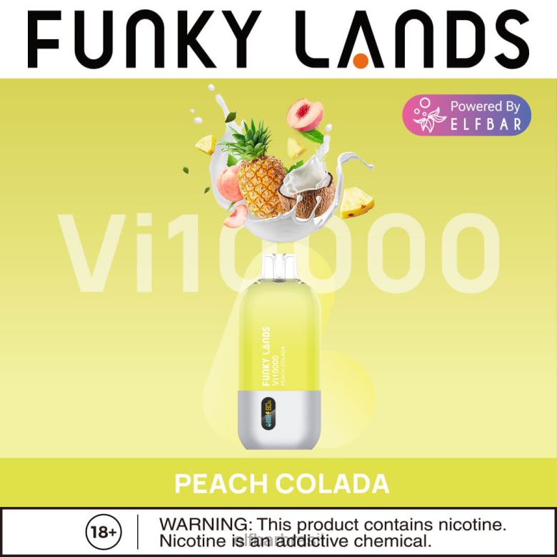 ELFBAR Funky Lands vape descartável vi10000 puffs 4TDFF162 colada de pêssego